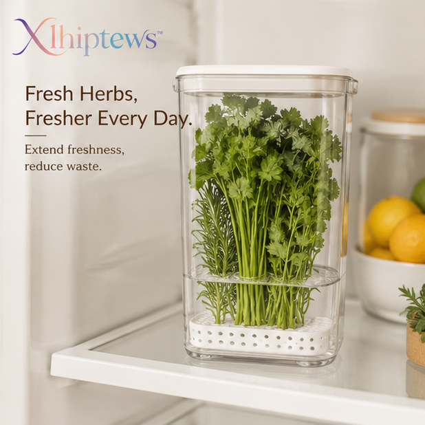 Xlhiptews™ Glass Refrigerator Herb Keeper Storage Container