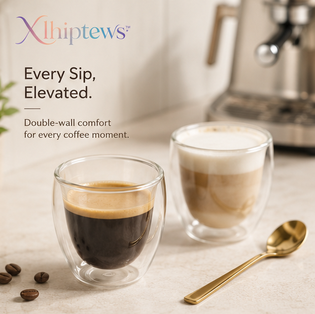 Xlhiptews™ Double-Wall Glass Espresso Cup Set