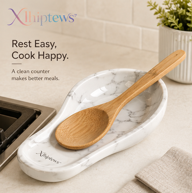 Xlhiptews™ Marble Pattern Spoon Rest & Utensil Holder